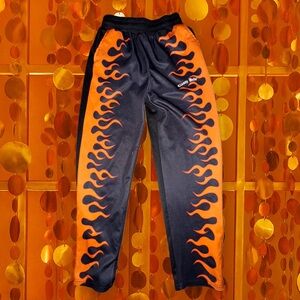 Adika Black and Orange Flame Track Pants